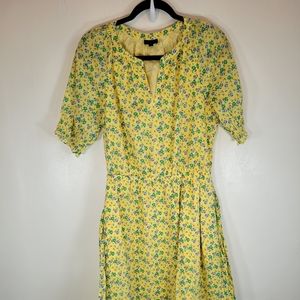 Talbots Floral Smocked Voile Fit and Flare Short Sleeve Dress Medium